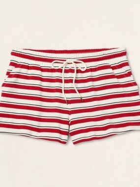 Women's High-Rise Drawstring Knit Pull-On Shorts Parke x Target Red/Navy Striped